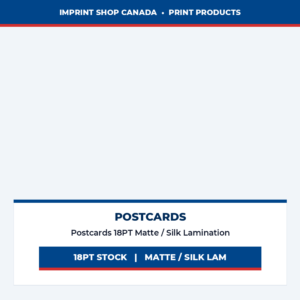 postcards 18pt matte / silk lamination imprint shop canada
